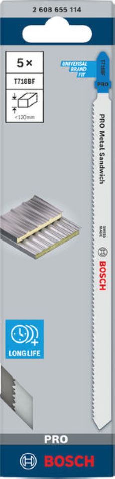 Bosch Blauw Accessoires 2608655114 PRO Metal Sandwich T718BF decoupeerzaagbladen 180 mm 5 stuks