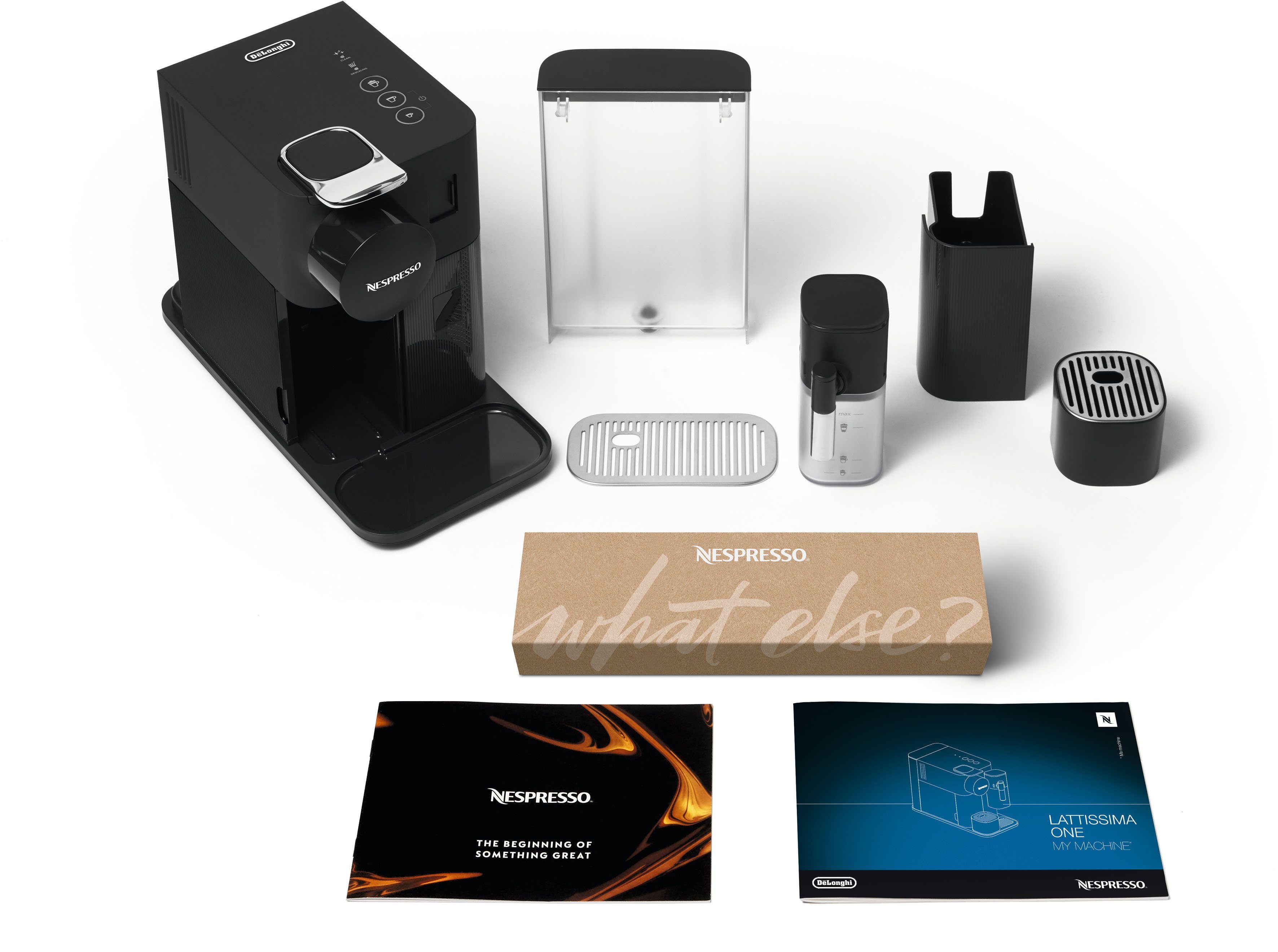 Nespresso Kapselmaschine Lattissima One EN510.B von DeLonghi, Black, inkl. Willkommenspaket mit 7 Kapseln