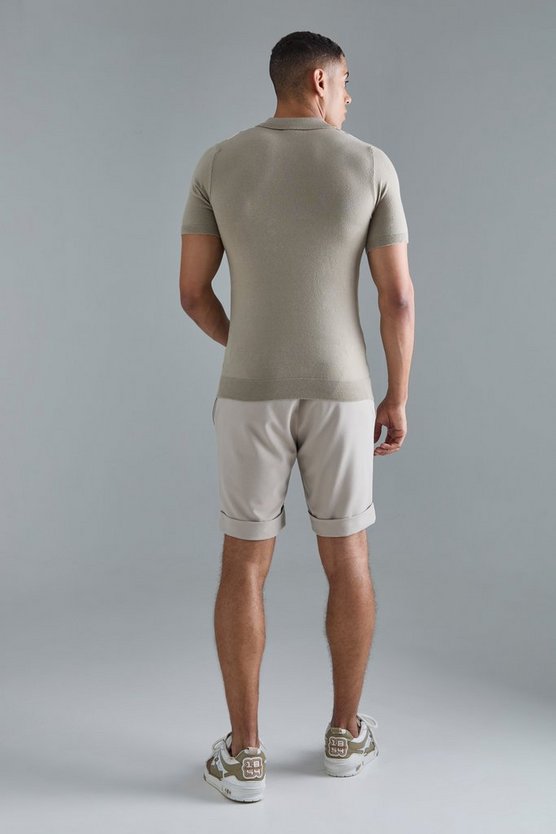 Kurzärmliges Muscle-Fit Poloshirt mit Streifen