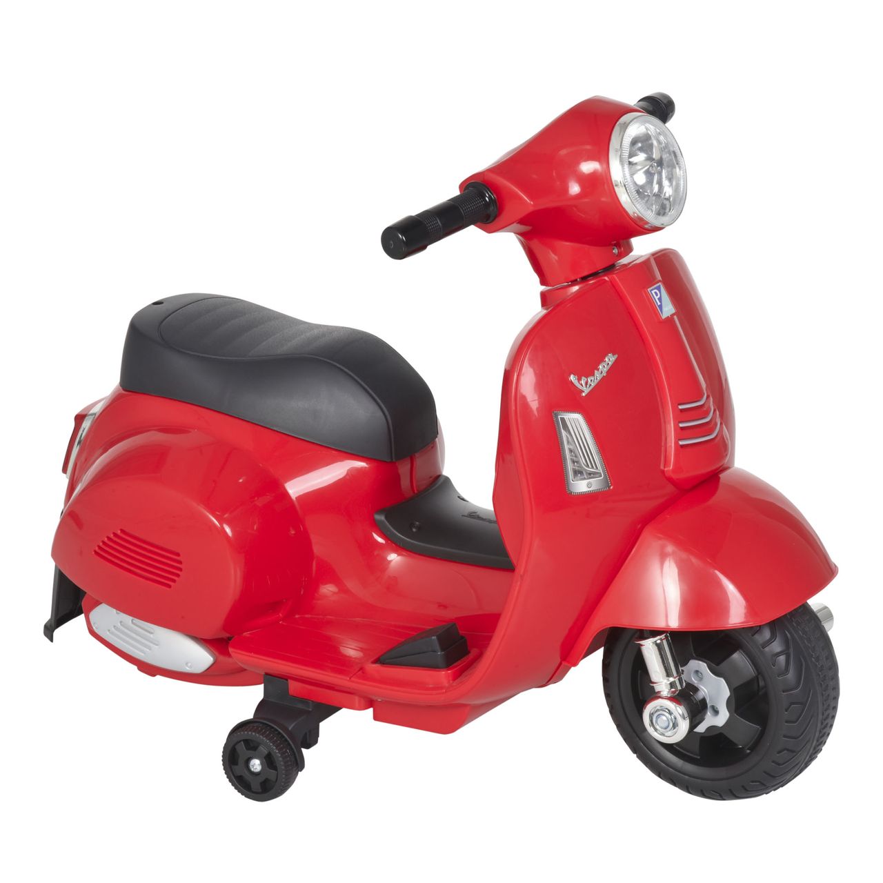 HOMCOM VESPA Elektromotorrad Kindermotorrad Elektrofahrzeug 18-36 Monate 3 km/h LED-Licht Sound PP-kunststoff Metall Rot 66,5 x 38 x 52 cm