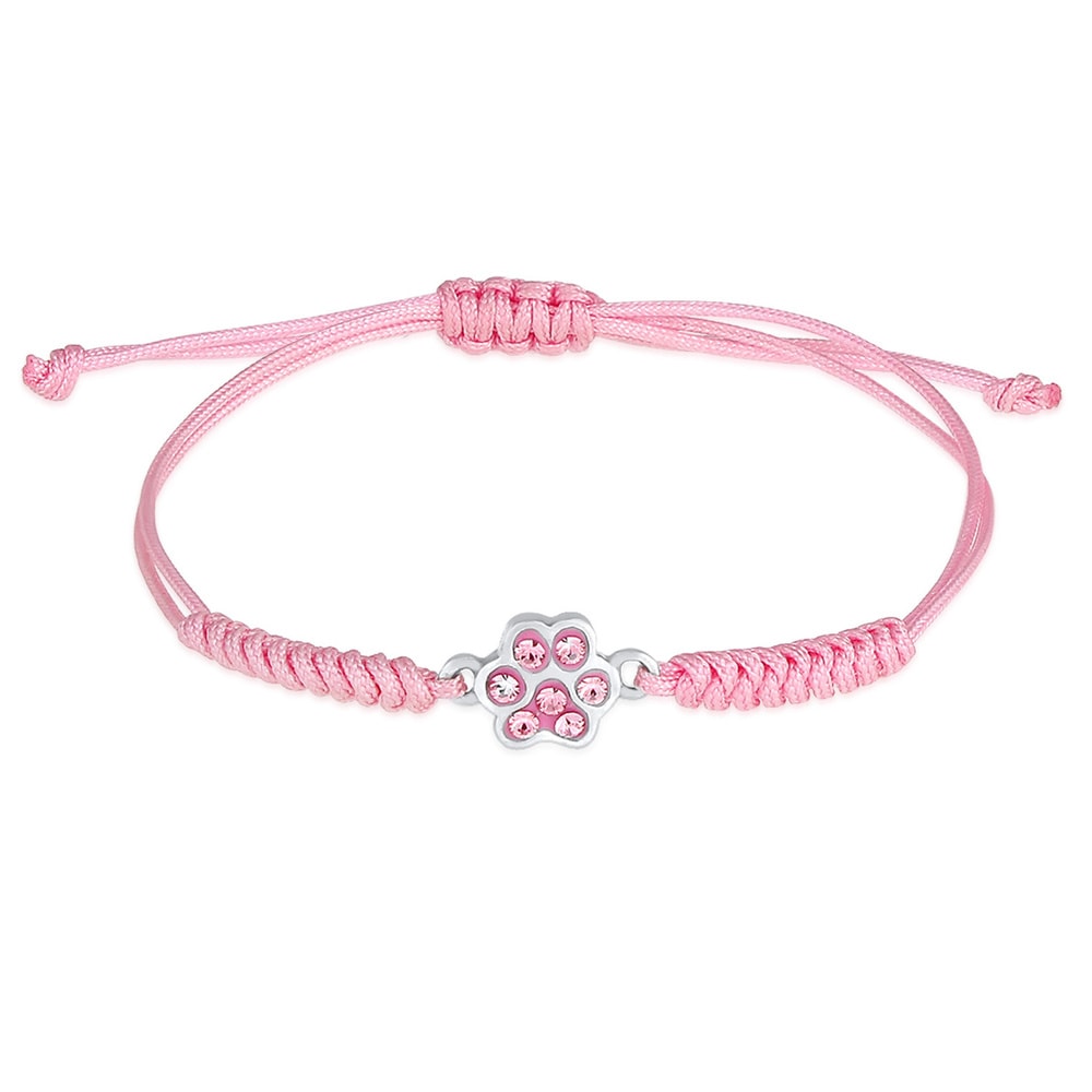 Elli Elli Bracelet Patte Amour Animaux Nylon Rosé avec Cristaux  Bracelet Femme - (925 Bracelet