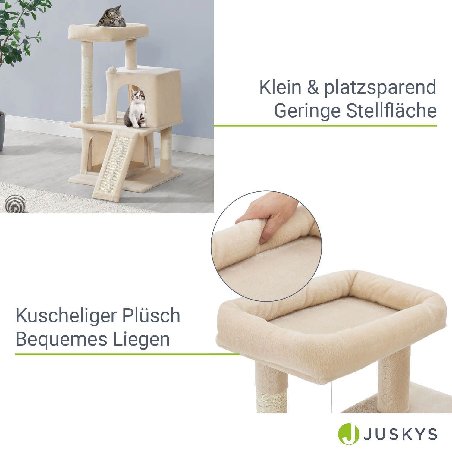 Juskys Kratzbaum Kimmy, Sisal-Stämme, Spielseil mit Kugel und Maus