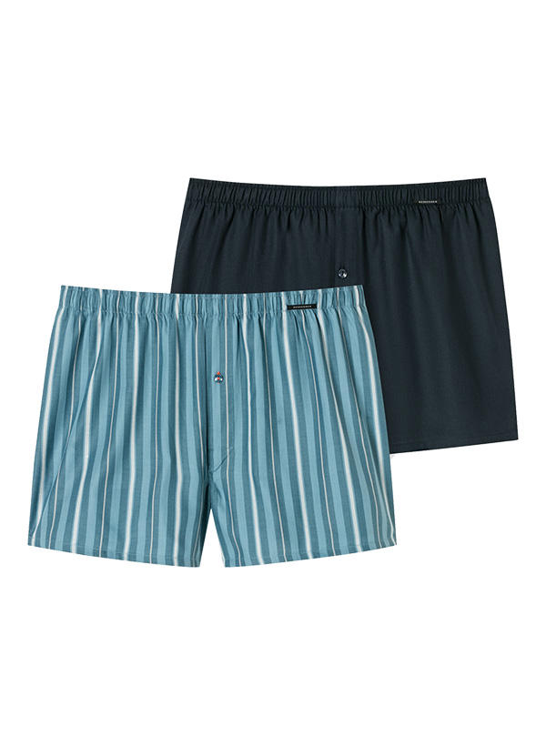Schiesser, Boxershorts, Baumwolle,  navy-hellblau gestreift