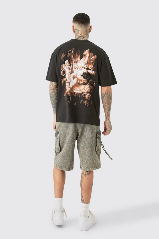 Tall schwarzes Oversize T-Shirt mit Print