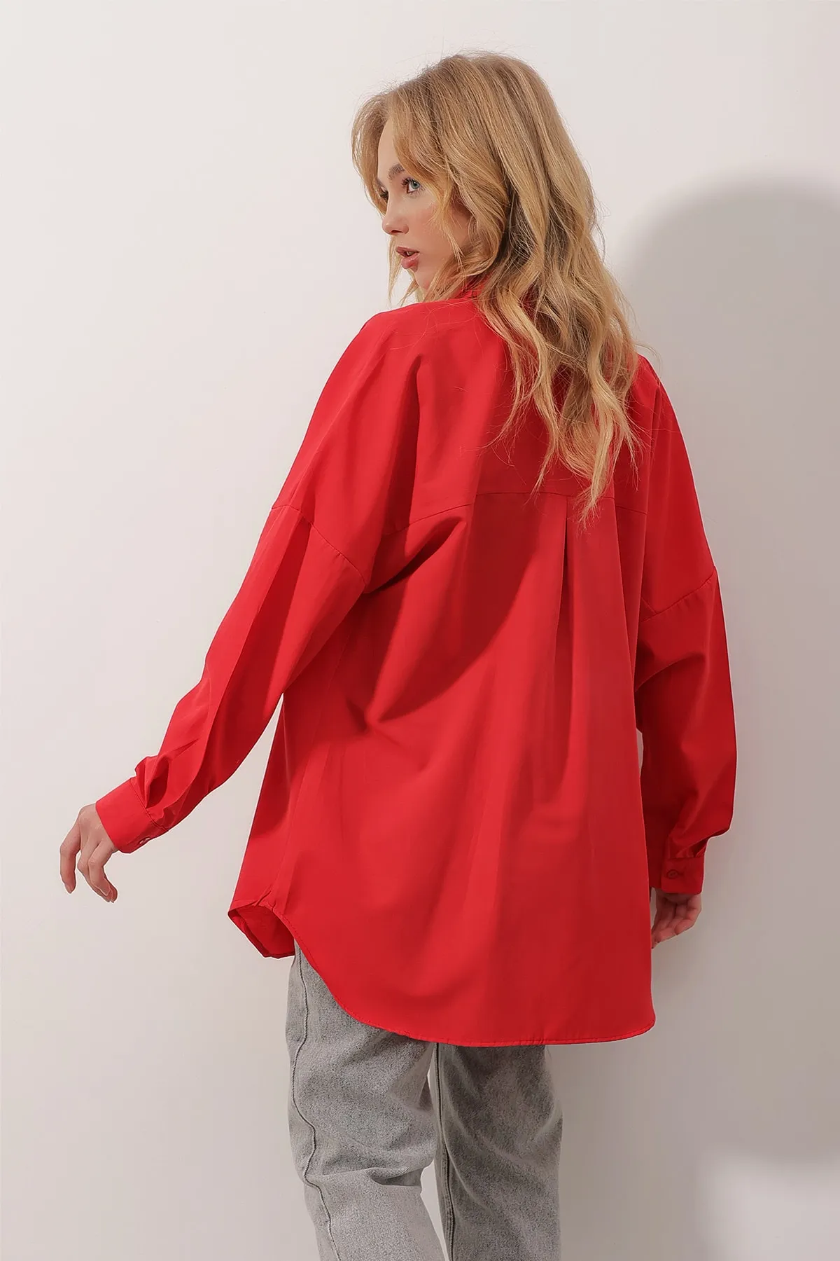Trend Alaçatı Stili  Hemd - Rot - Relaxed Fit