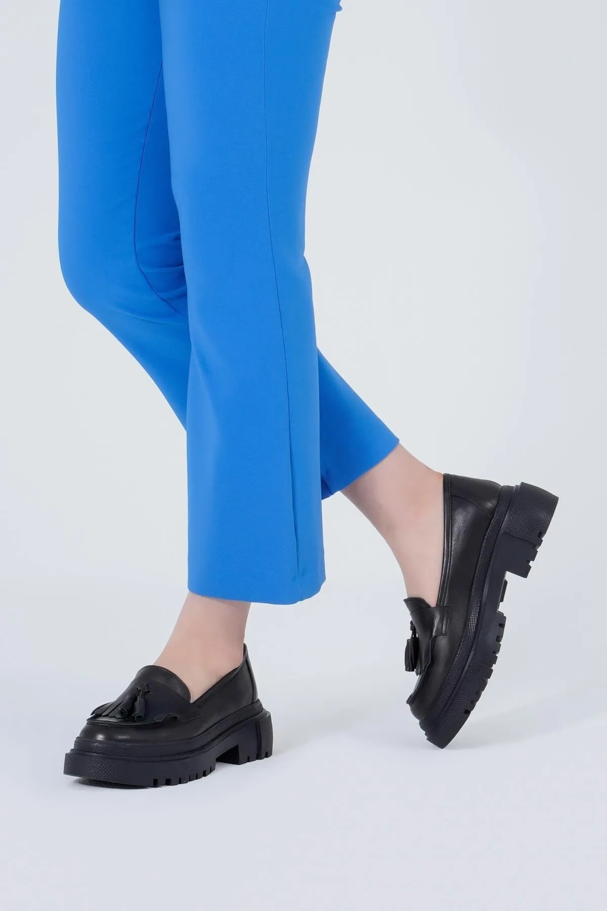 CZ London  Echtes Leder Damen Tassel Loafer Schuhe Dicke Sohle Täglich