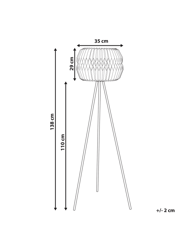 Beliani Stehleuchten HUNTER in Weiß/Schwarz - (W) 35 x (H) 138 x (L) 35 cm günstig kaufen onesize