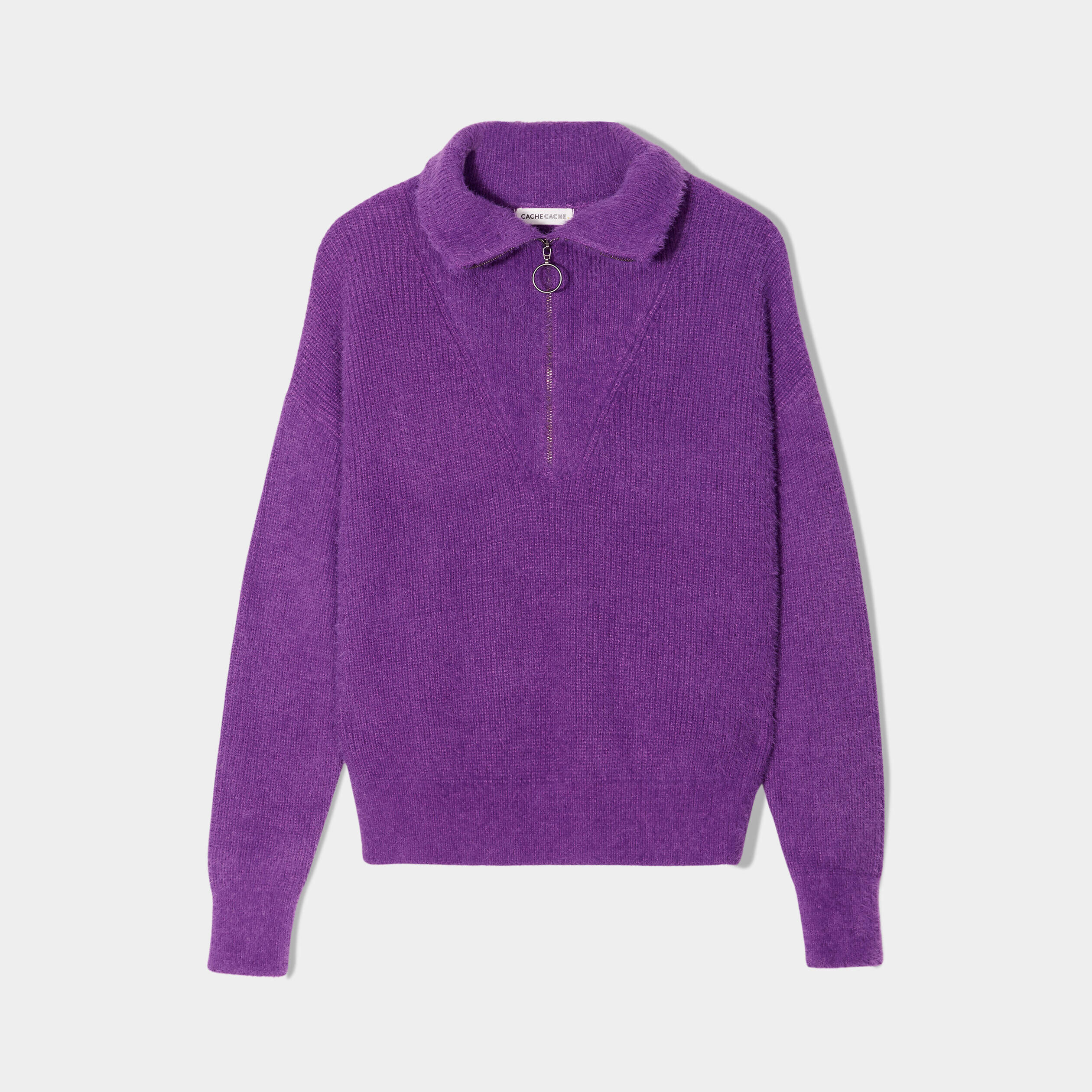Pull col camionneur violet foncé femme | Cache Cache
