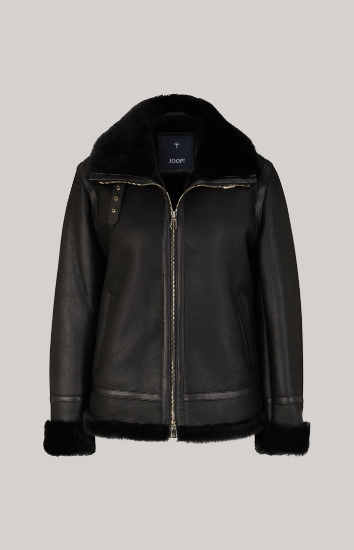Lammfelljacke in Schwarz