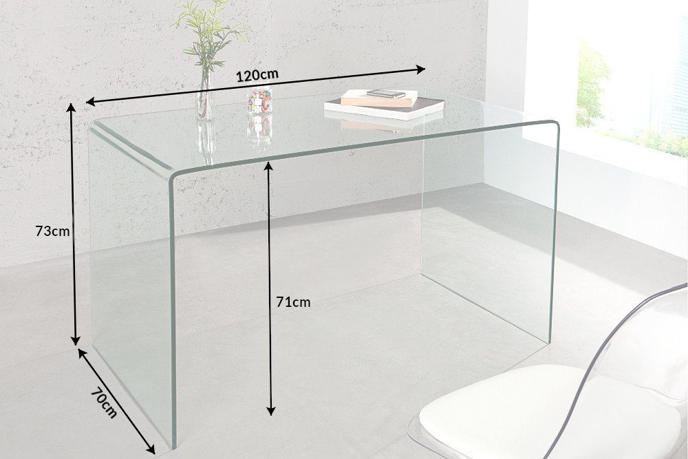 riess-ambiente Schreibtisch FANTOME 120cm transparent, Arbeitszimmer · Glas · Modern Design · Home Office