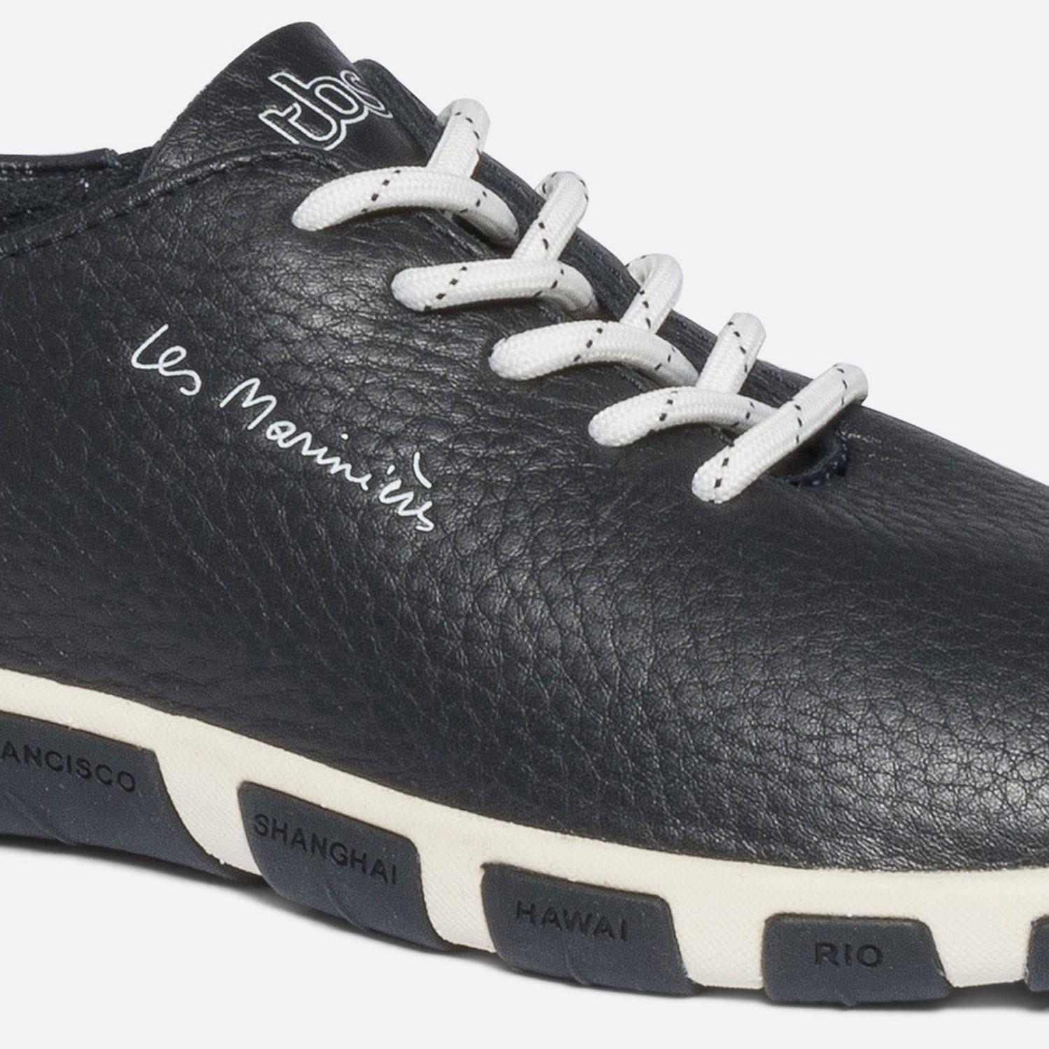 Tennis TBS bleu marine en cuir à semelle bicolore