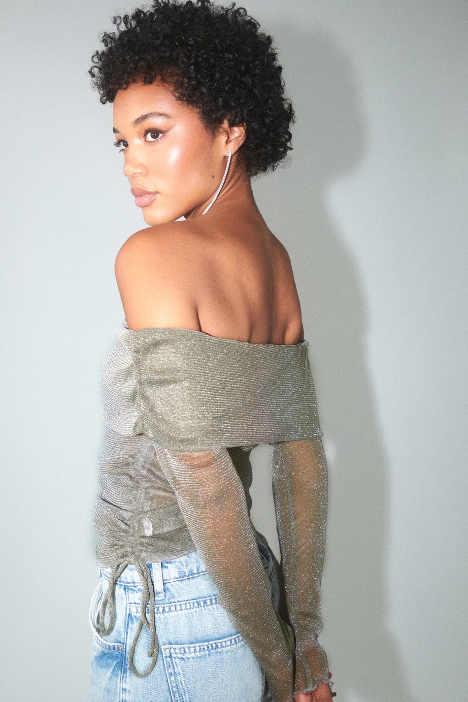 Glitter mesh top
