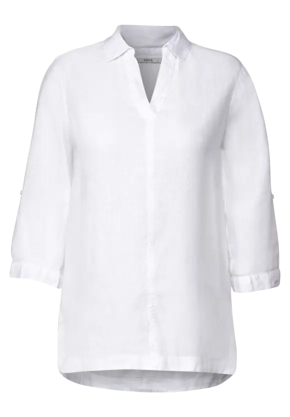 CECIL Leinen Longbluse in Unifarbe