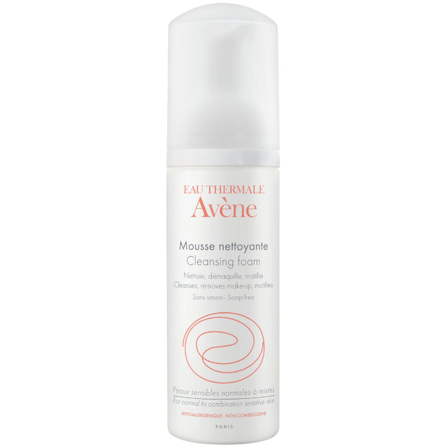 Eau Thermale Avène Mousse Nettoyante Matifiante Visage & Yeux - Peaux Sensibles Normales à Mixtes 150 ml