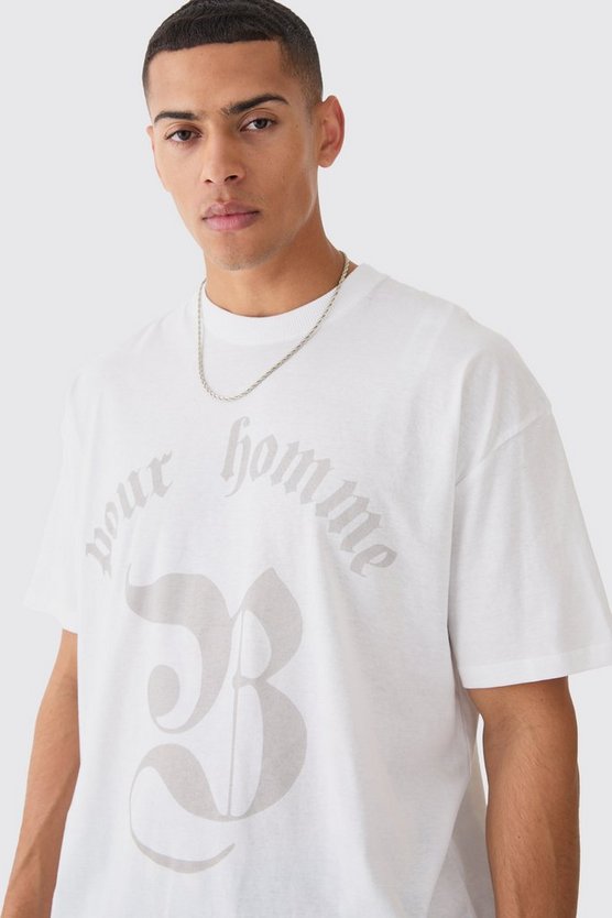 Oversize T-Shirt mit Pour Homme Print