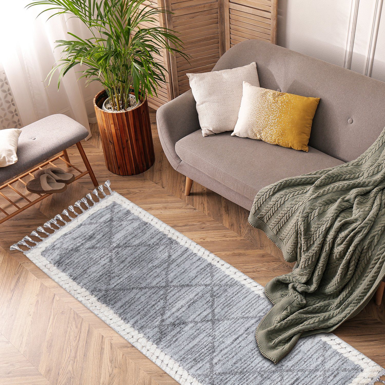 Teppich Boho Skandinavisch Style - Hochtief Effekt Cut-& Loop, payé, Rechteckig, Höhe: 20 mm, Ornament Muster - Hochtief Effekt