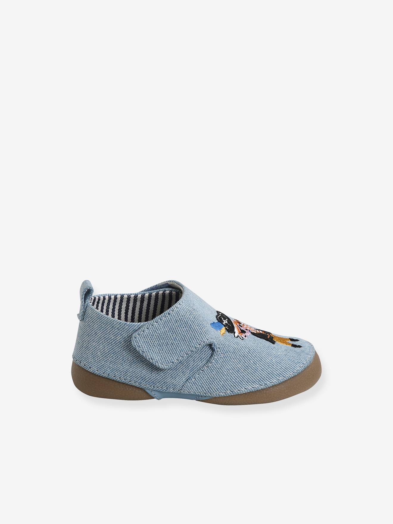 Chaussons scratchés bébé garçon en toile denim denim