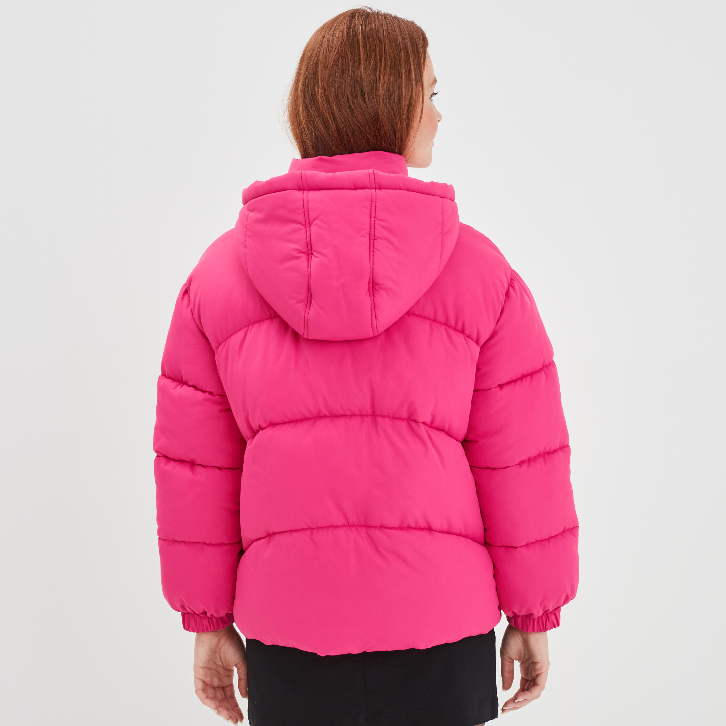 Doudoune oversize à capuche rose fushia femme | La Halle