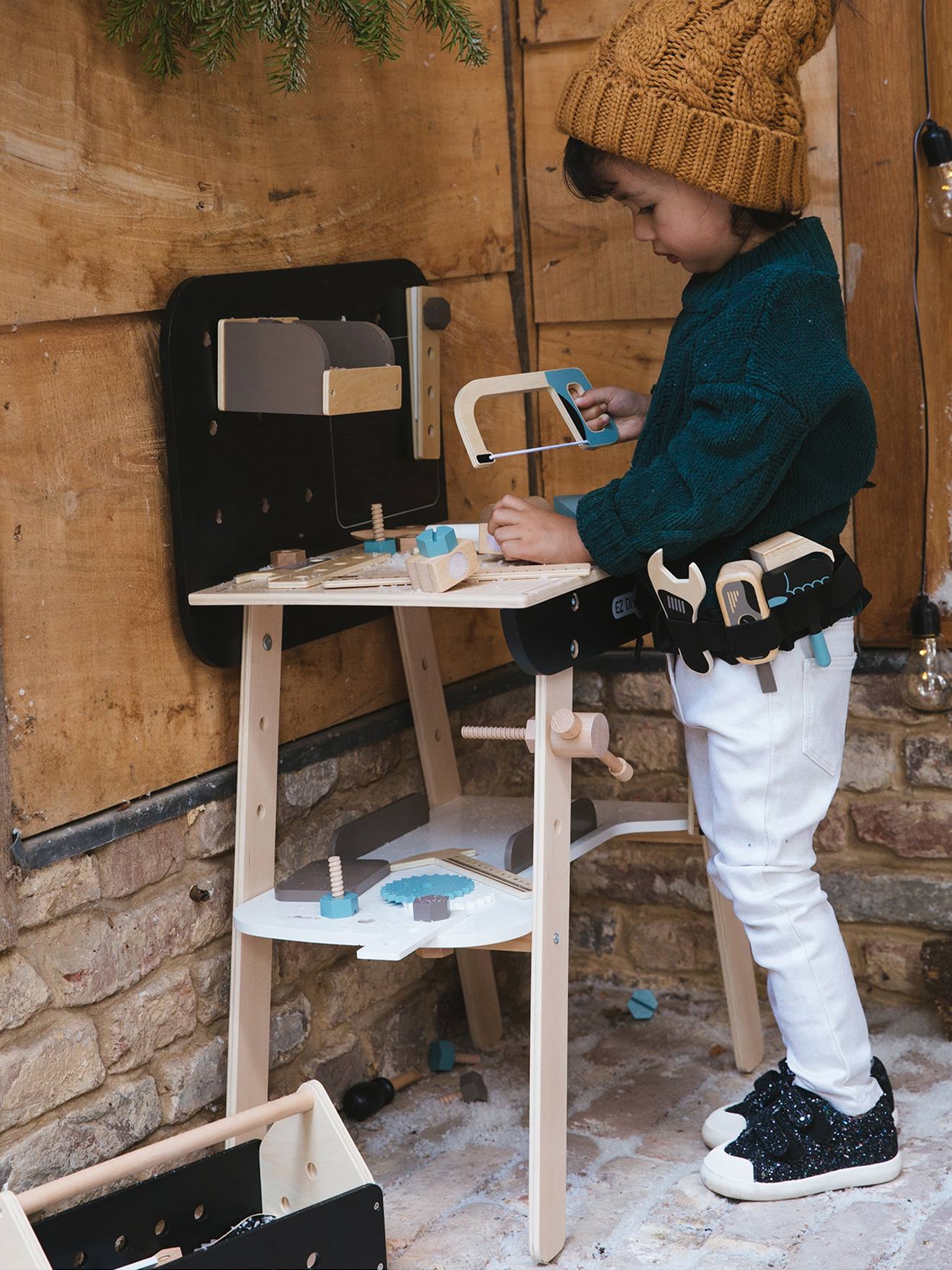 Etabli de bricolage en bois FSC® beige
