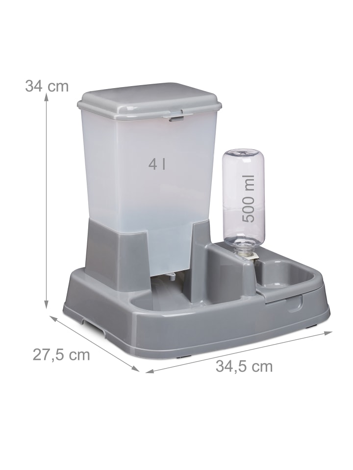 relaxdays Wasser- und Futterspender in Dunkelgrau günstig kaufen onesize