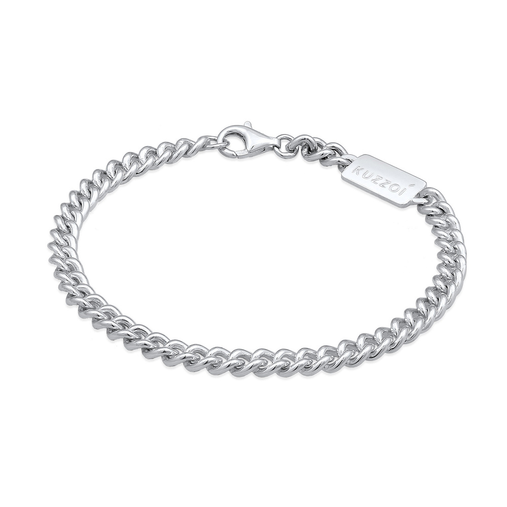 KUZZOI KUZZOI Bracelet Hommes Char Massif Basique en argent sterling 925 Bracelet