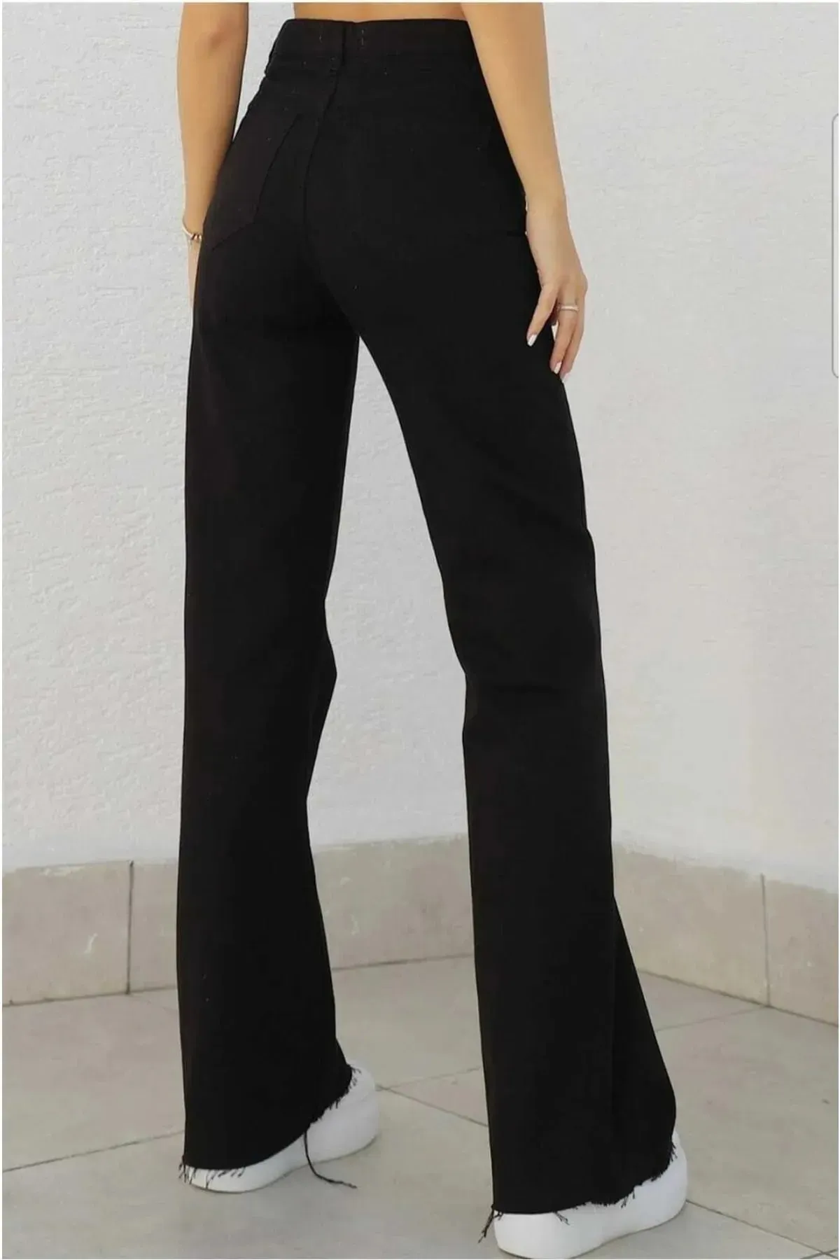 Trn JNS  Afrilix Loose Lycra 90's Unfading Black High Waist Loose Leg Denim Palazzo Hose