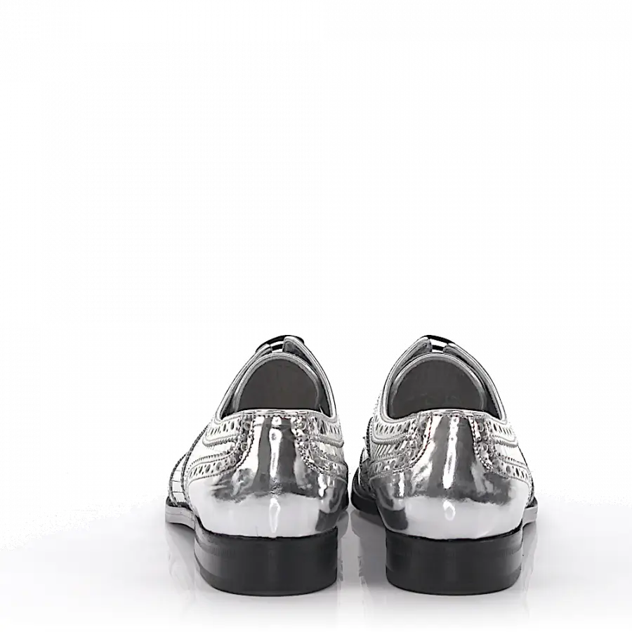 Dolce & Gabbana - Halbschuhe Leder silber metallic Lyra-Lochung - silber