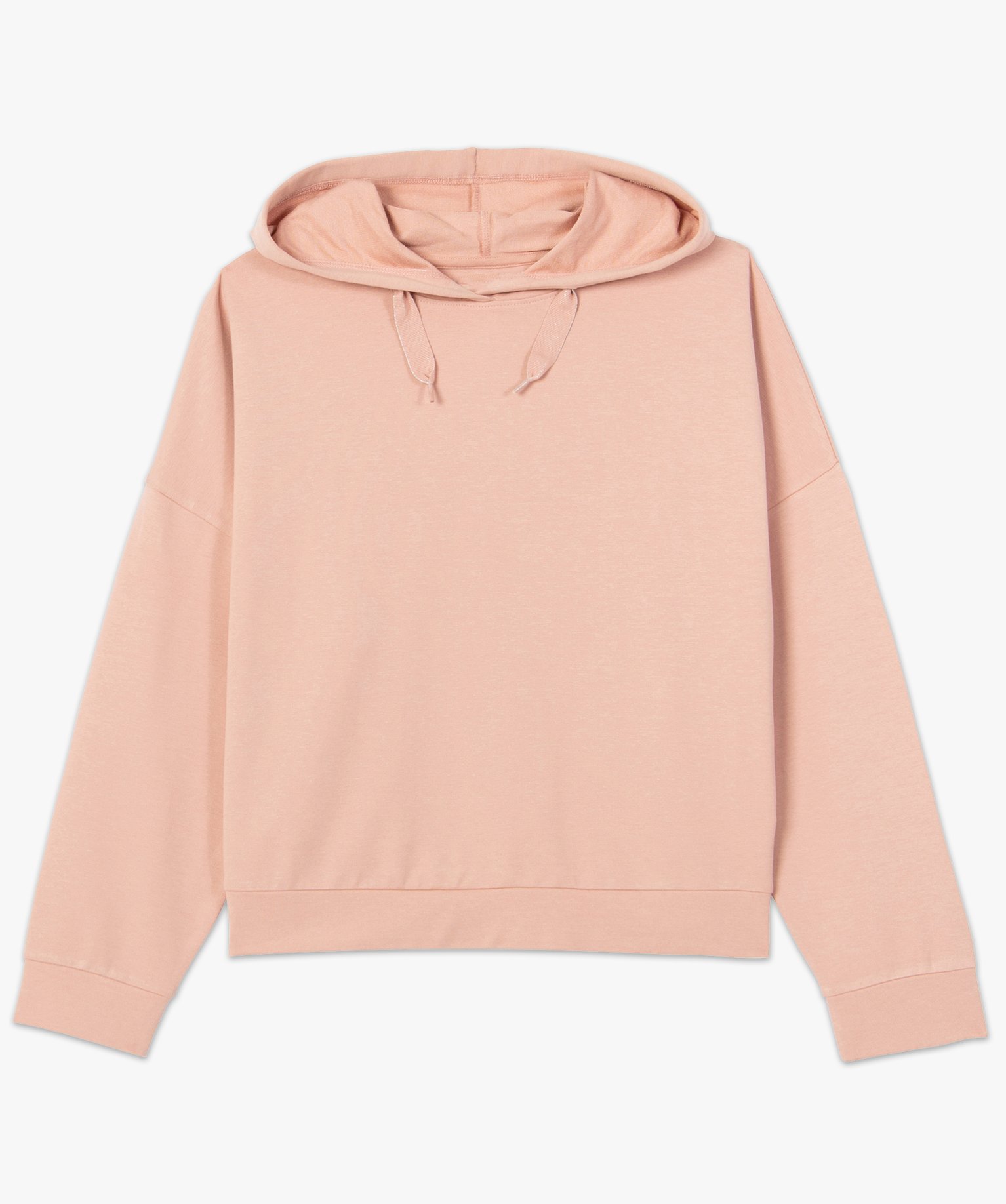 Sweat femme à capuche coupe large et courte gris | GEMO