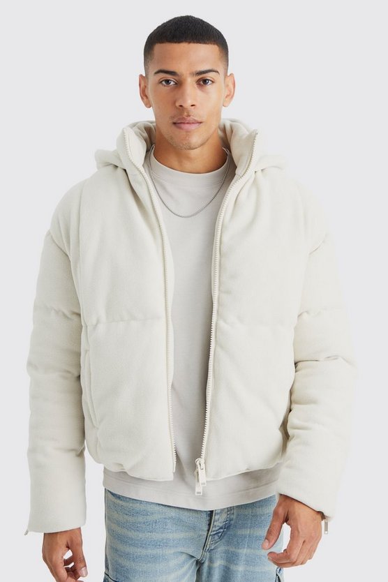 Fleece-Steppjacke mit Kapuze