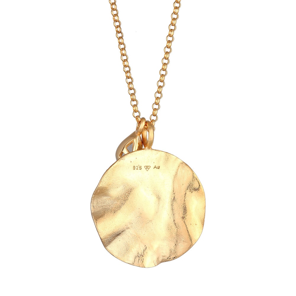 Elli PREMIUM Elli PREMIUM Collier Pendentif Monnaie pour Femmes Design Organique avec pierre d collier
