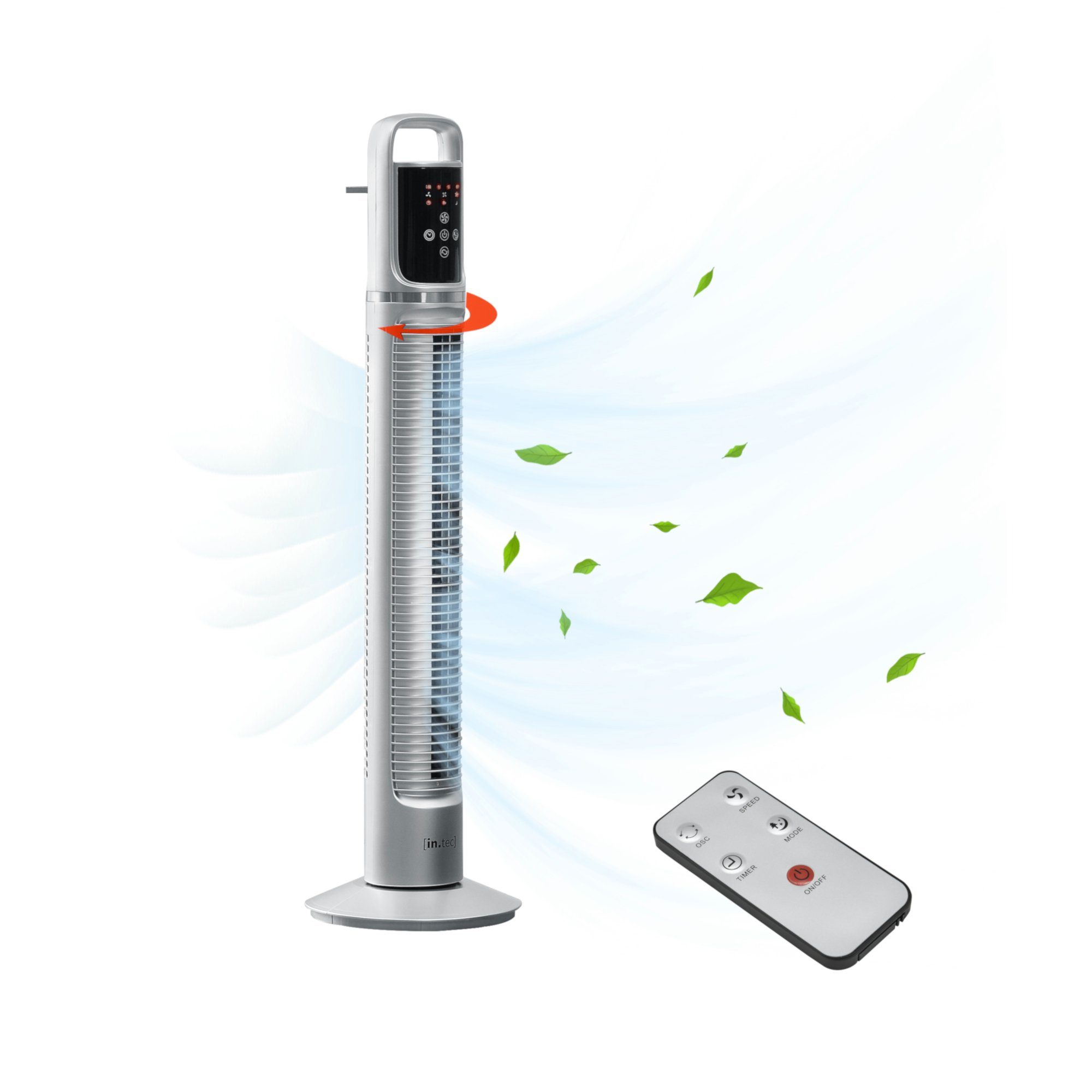 in.tec Turmventilator, Towervent Säulenventilator Silber