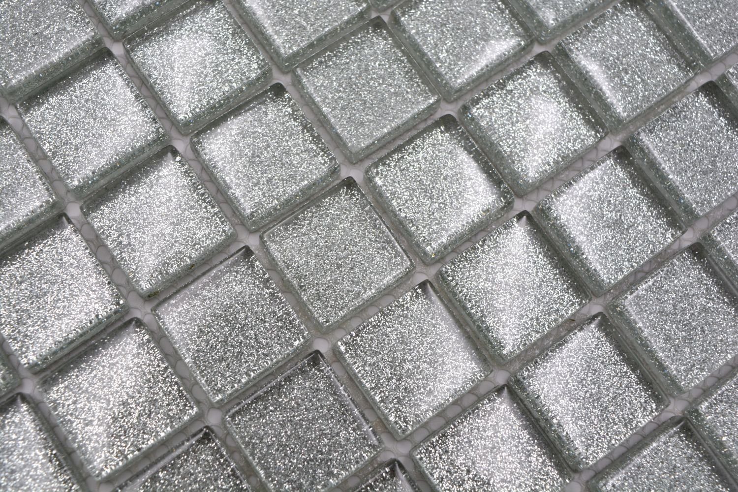Mosani Mosaikfliesen Glasmosaik Crystal Mosaikfliesen silber glänzend / 10 Matten