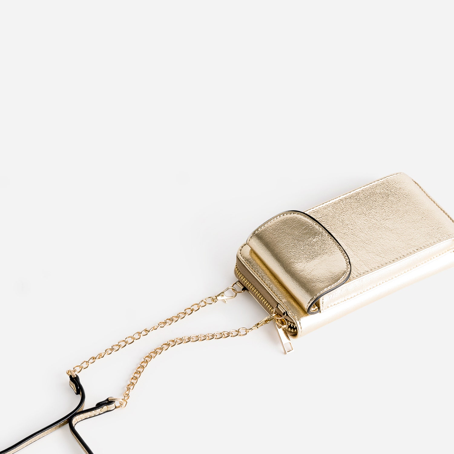 Portefeuille-sac à portable TEXTO doré métallisé