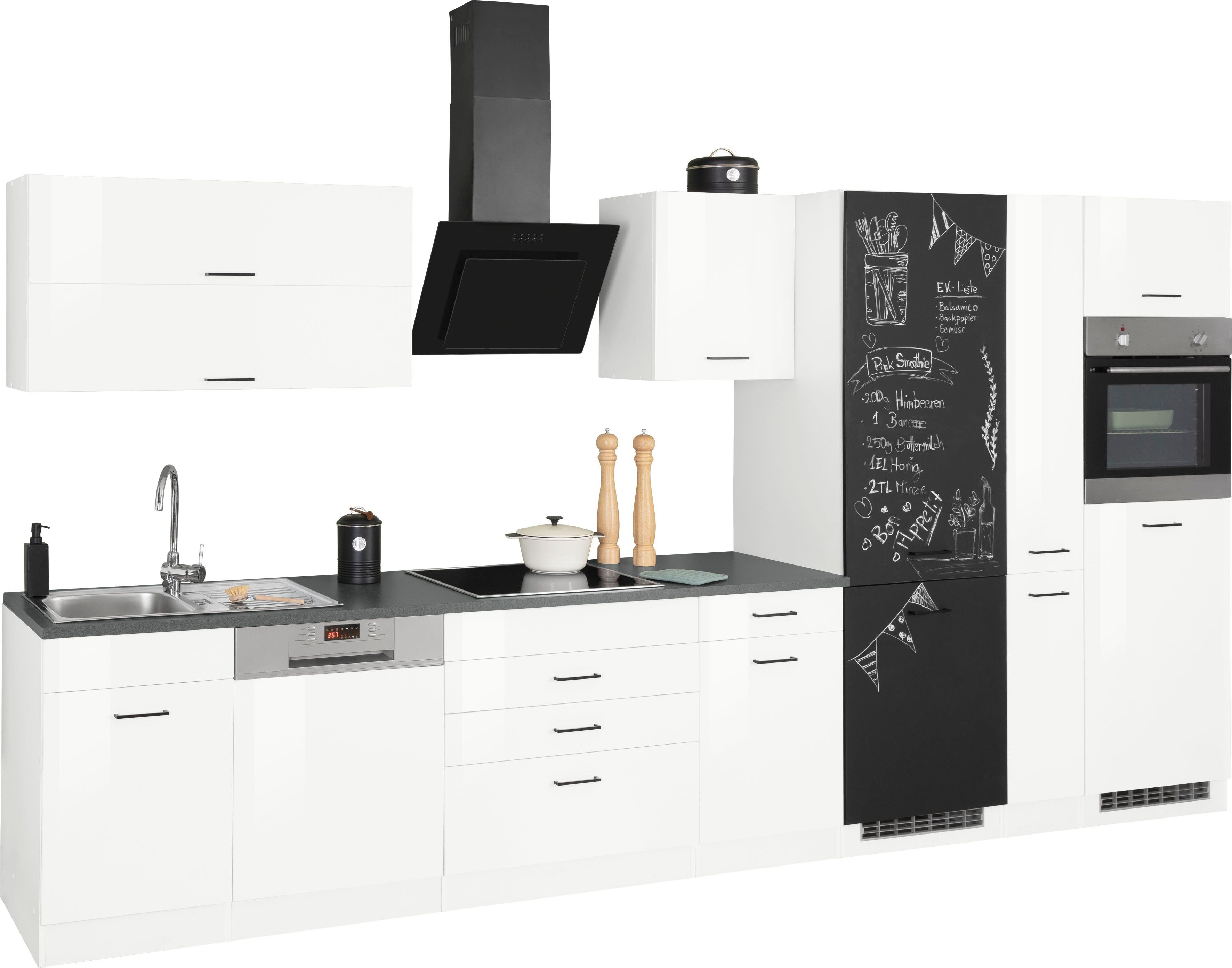 HELD MÖBEL Küchenzeile Trier, mit E-Geräten, Breite 390 cm