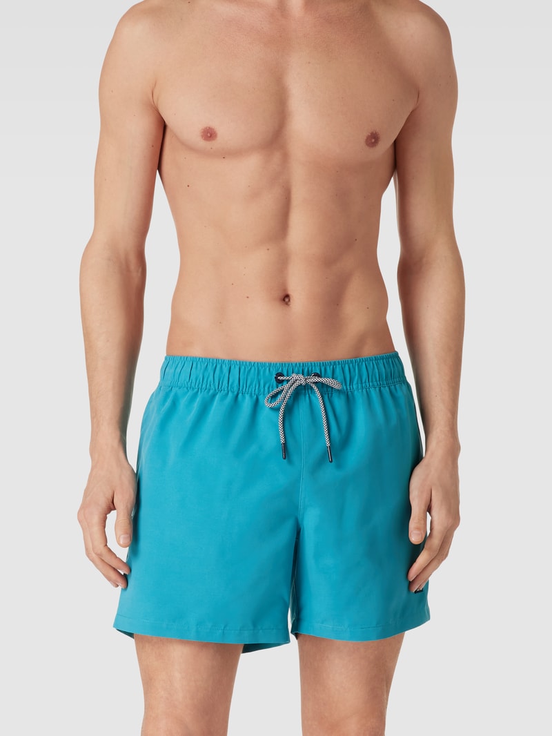 Badehose mit Label-Patch in türkis