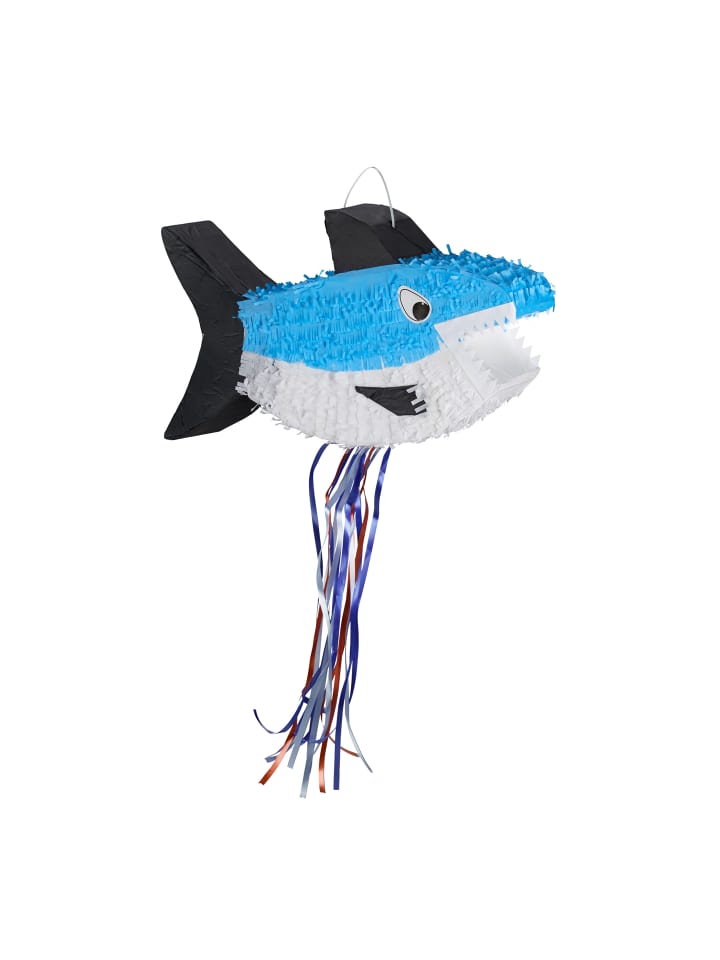 relaxdays Pinata Hai in Blau/Weiß günstig kaufen onesize