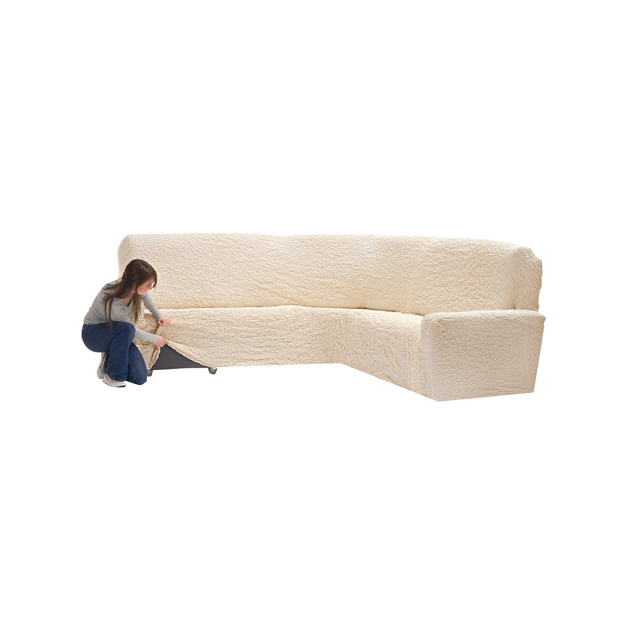 Housse gaufrée bi-extensible spéciale canapé d'angle
