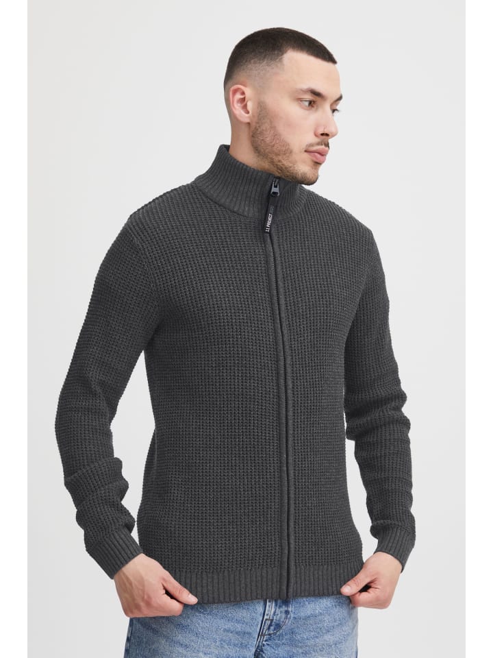 11 Project Strickjacke PRKimmo 21301063-ME  Lässige Strickjacke mit Perlfang in Grau günstig kaufen