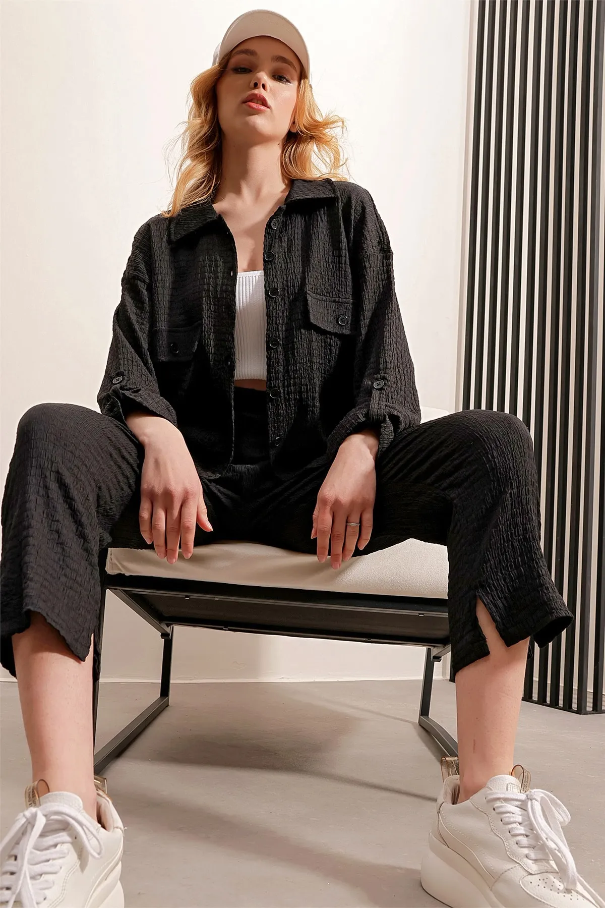 Trend Alaçatı Stili  Zweiteiler - Schwarz - Oversized
