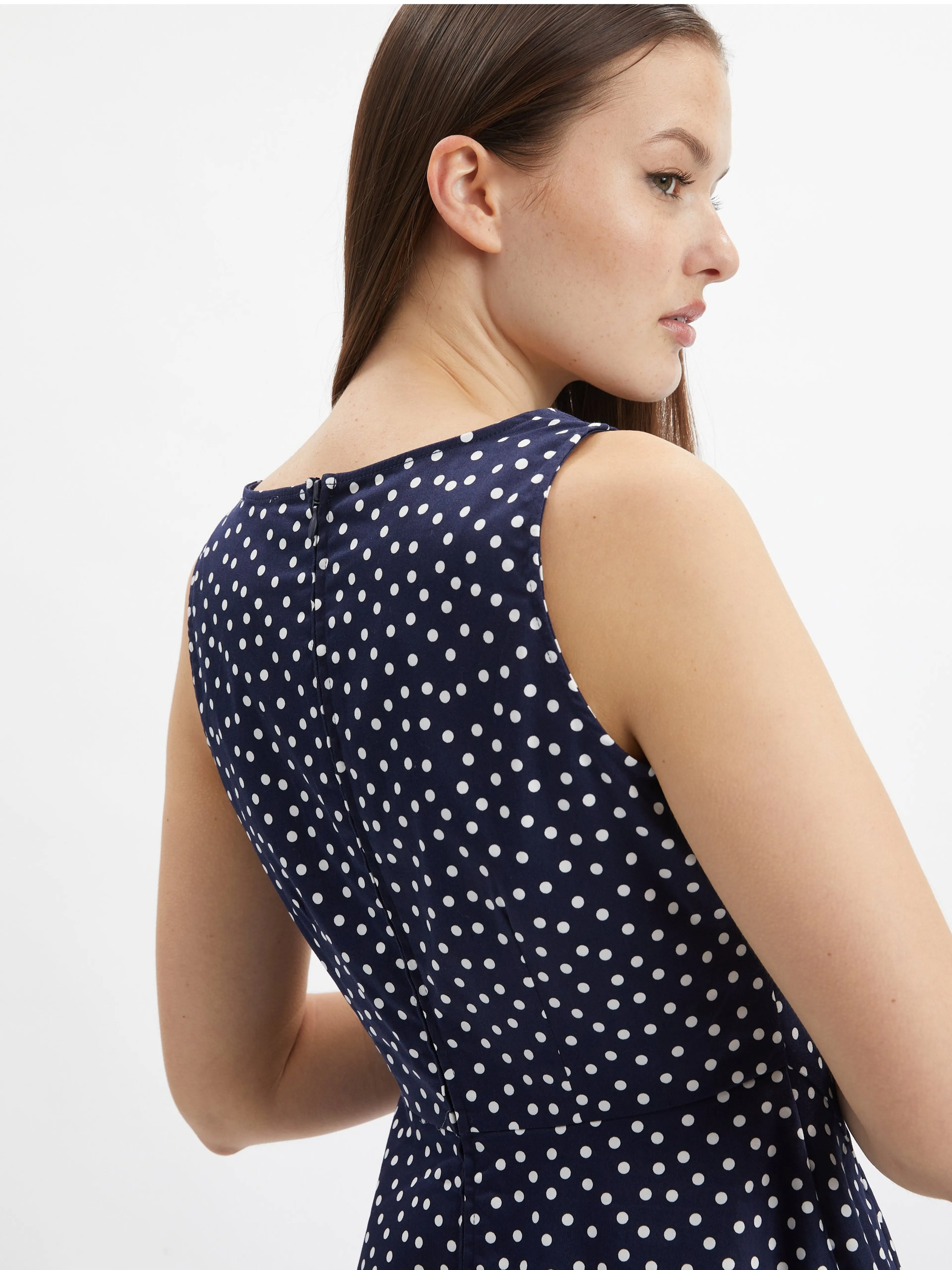 Dunkelblaues Damen-Polka-Dot-Kleid ORSAY
