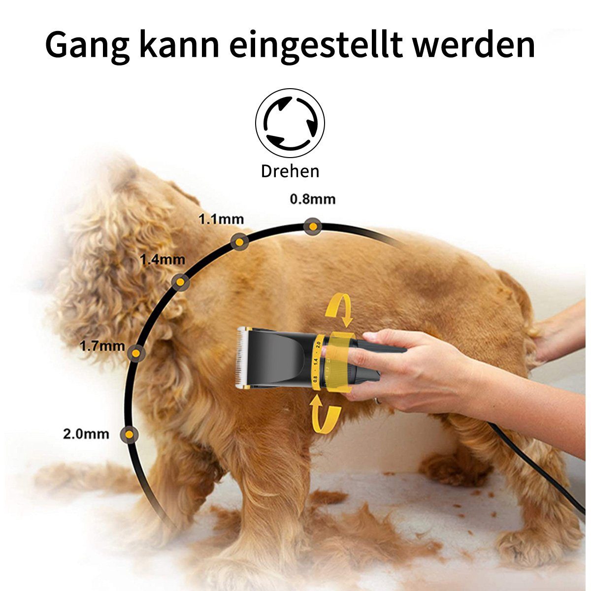 7Magic Hundeschermaschine Pferdeschermaschine, Multifunktionstrimmer, mit Ladeanzeige, Aufbewahrungstasche, Haarschneider für Haustiere, Katzenhaarschneider