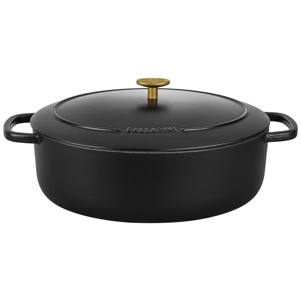 Cocotte 33 cm, oval, Schwarz, Gusseisen