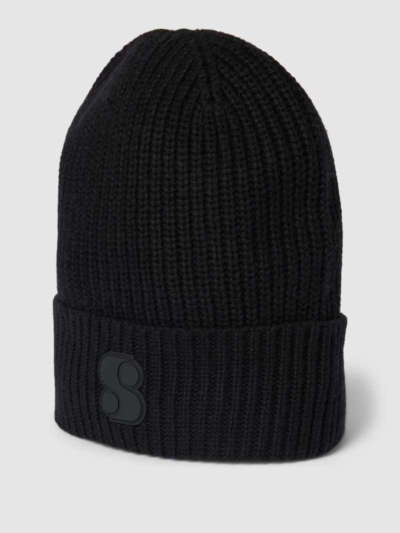 Beanie mit Label-Applikation in schwarz