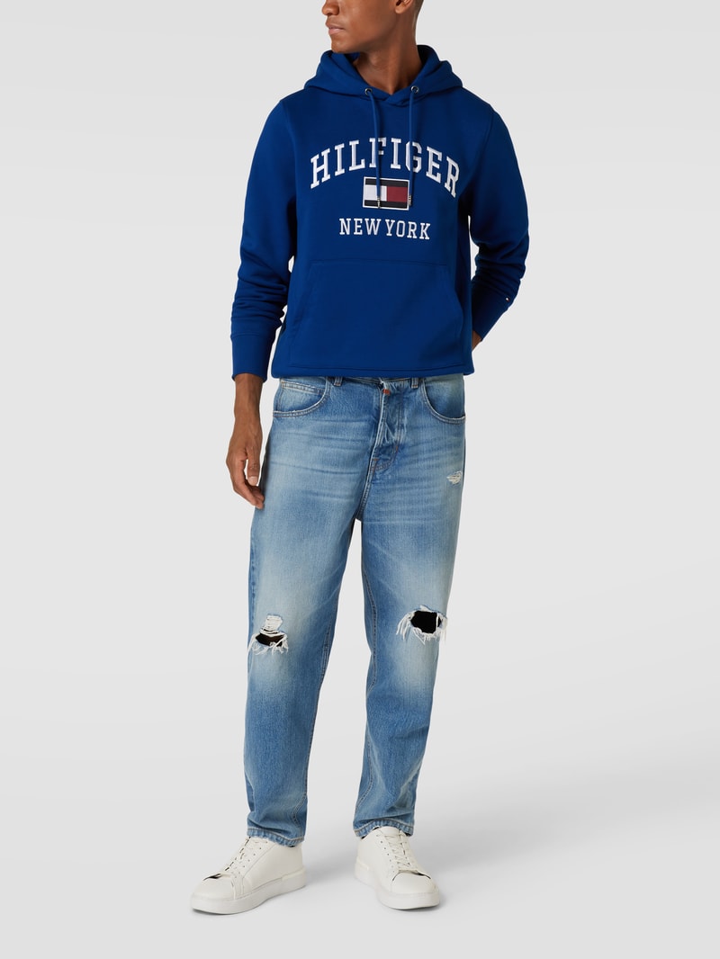 Hoodie mit Label-Stitching Modell 'VARSITY' in royalblau