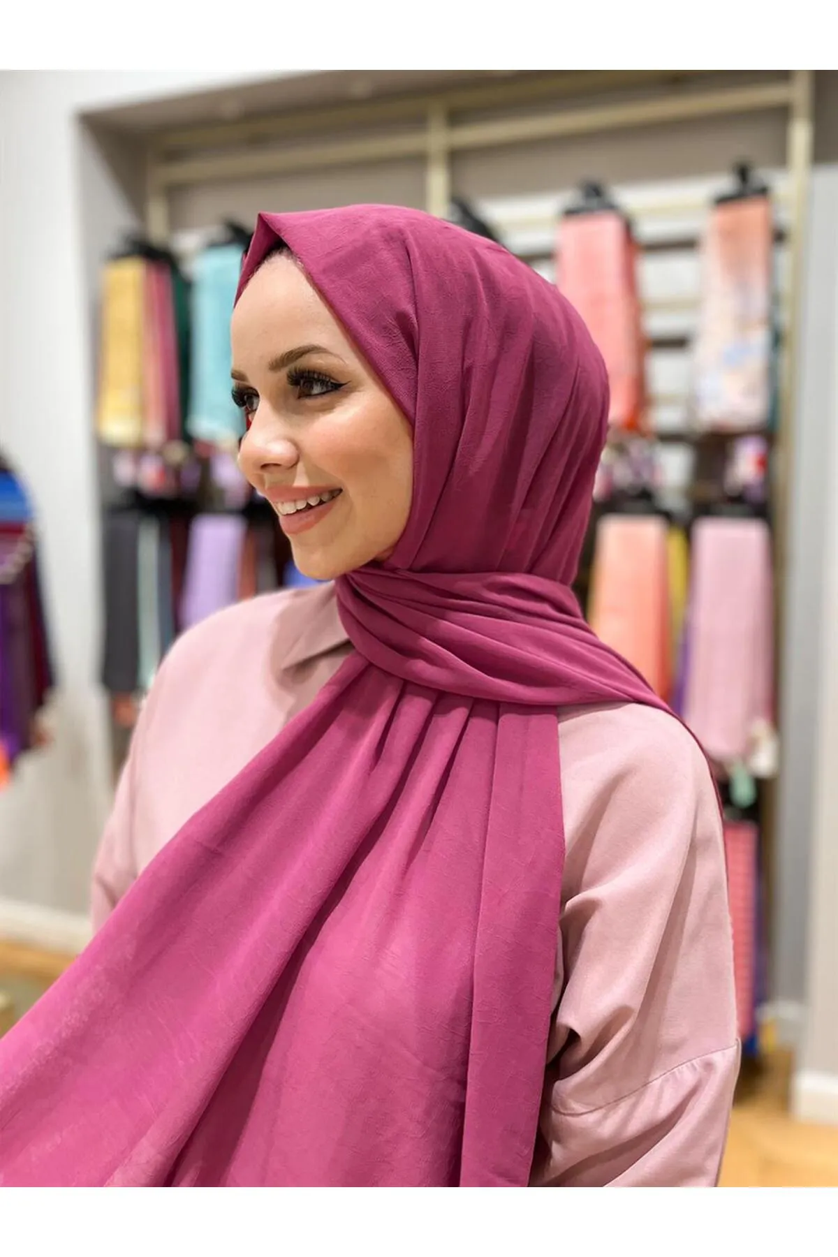 Armine  Trend Schal aus Crinkle-Chiffon – Atskrn-32 – Rosa