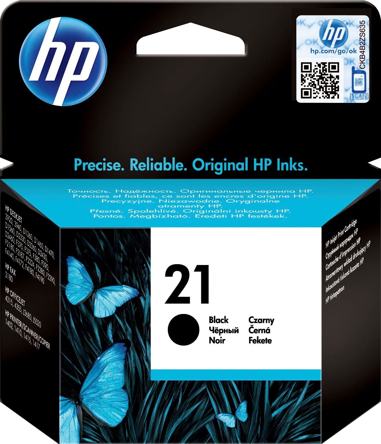 HP 21 (C9351AE) Tintenpatrone (original Druckerpatrone 21 schwarz)