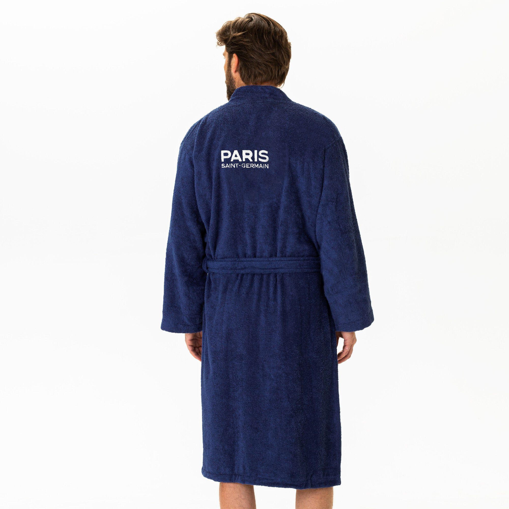 Peignoir de bain adulte PSG col kimono, éponge bouclette