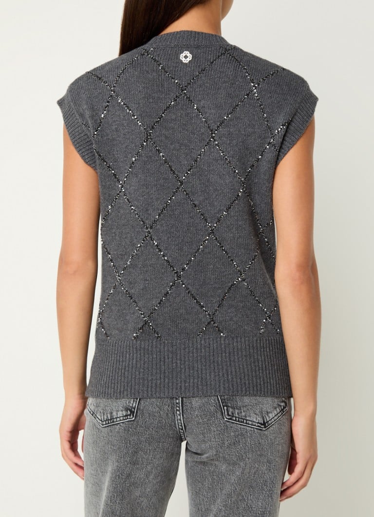 Gilet senza maniche Maje in pregiata maglia di misto lana con paillettes