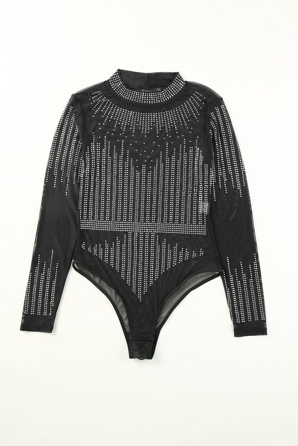 Organza Lingerie Body mit silbernem Strass und transparenter Optik, sexy Dessous