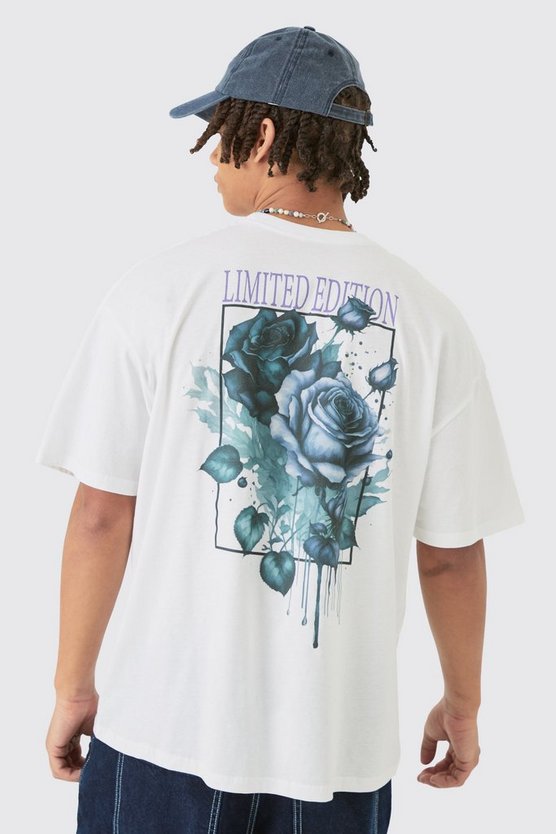 Oversize T-Shirt mit floralem Limited Edition Print